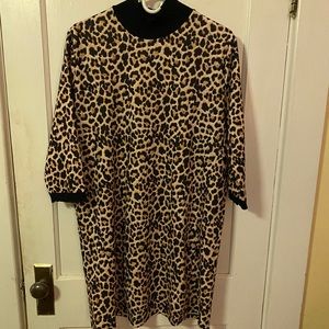 Zara 3/4 sleeve mock neck leopard print dress